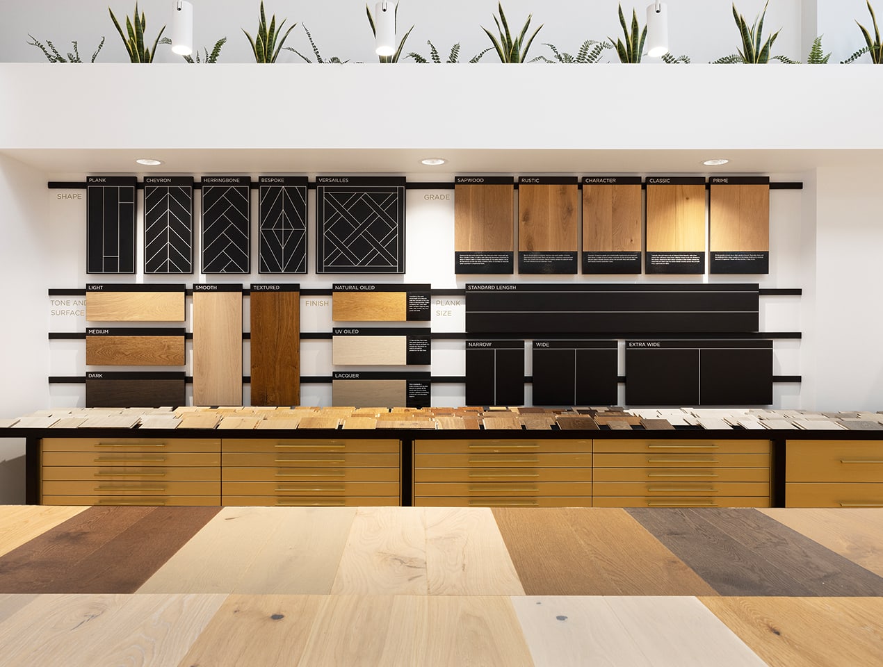 Havwoods Brisbane Showroom Sample Tables and Story Wall